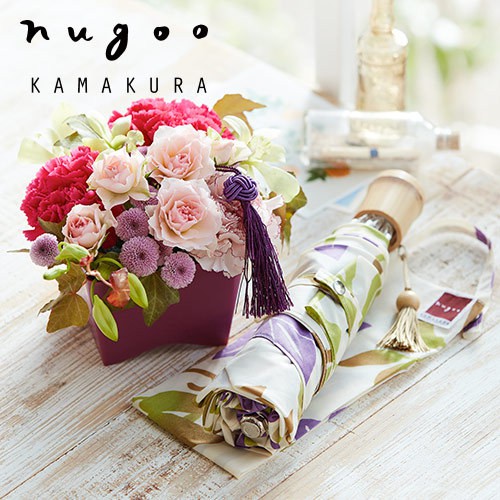 nugoo「折畳晴雨兼用日傘」と母の日アレンジメントのセット