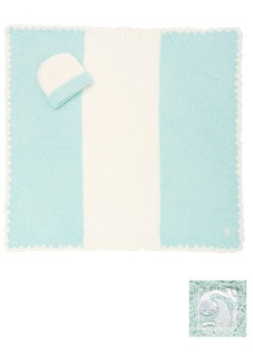 BABY BLANKET CENTER STRIPE & CAP