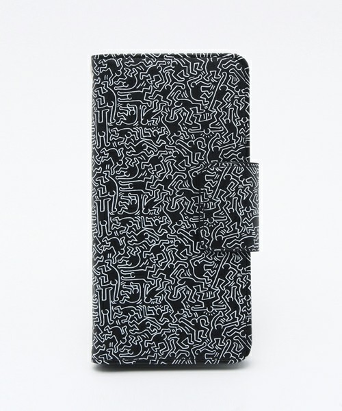 【GRAPHT】Keith Haring Collection Flip-Out Cover People/Black x White iPhone6/6S